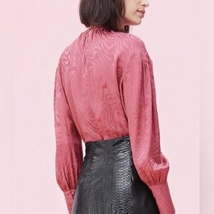 Rebecca Taylor Size 4 Dusty Mauve Rose Blouse Mock Neck Abstract Anima Print Top